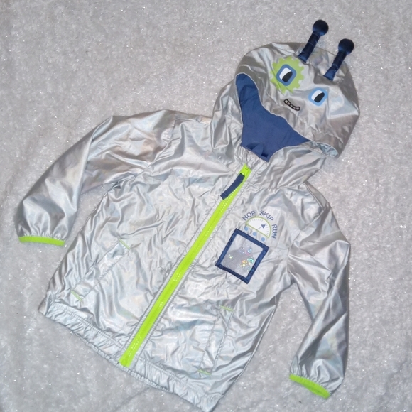 Cat & Jack Other - Cat & Jack Silver Space Cadet Alien Zip Up Windbreaker Raincoat size 2T